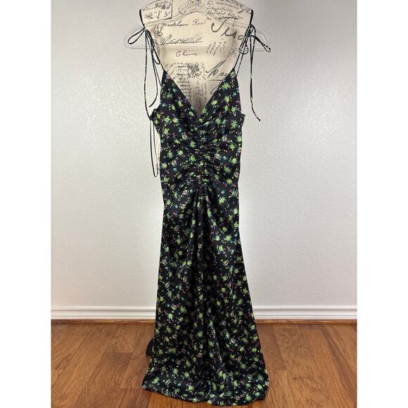 B51 Sandro Midi Dress Womens 6 Paola Floral Ruched  Ethereal Swiftie  Coquette - Picture 5 of 10